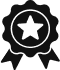 Star emblem inside a ribbon badge icon.